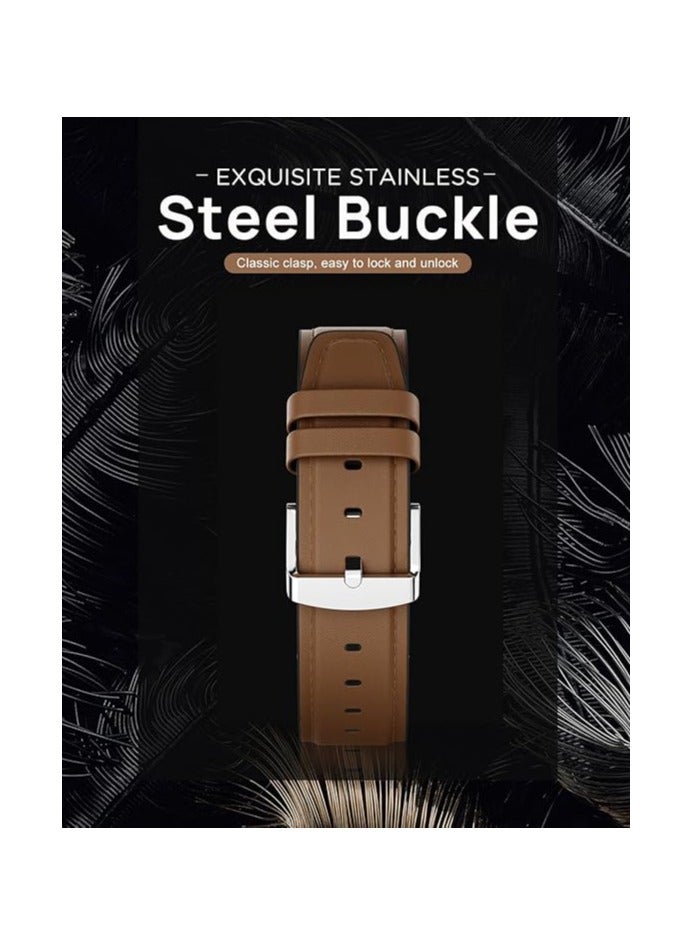 Bracelet Compatible with Amazfit GTR 4/GTR 3 Pro/GTR 3/GTR 2/GTR 2e/GTR 47 mm/Stratos 3/Stratos 2, 22 mm Hybrid Leather Silicone Replacement Watch Strap - Image 5