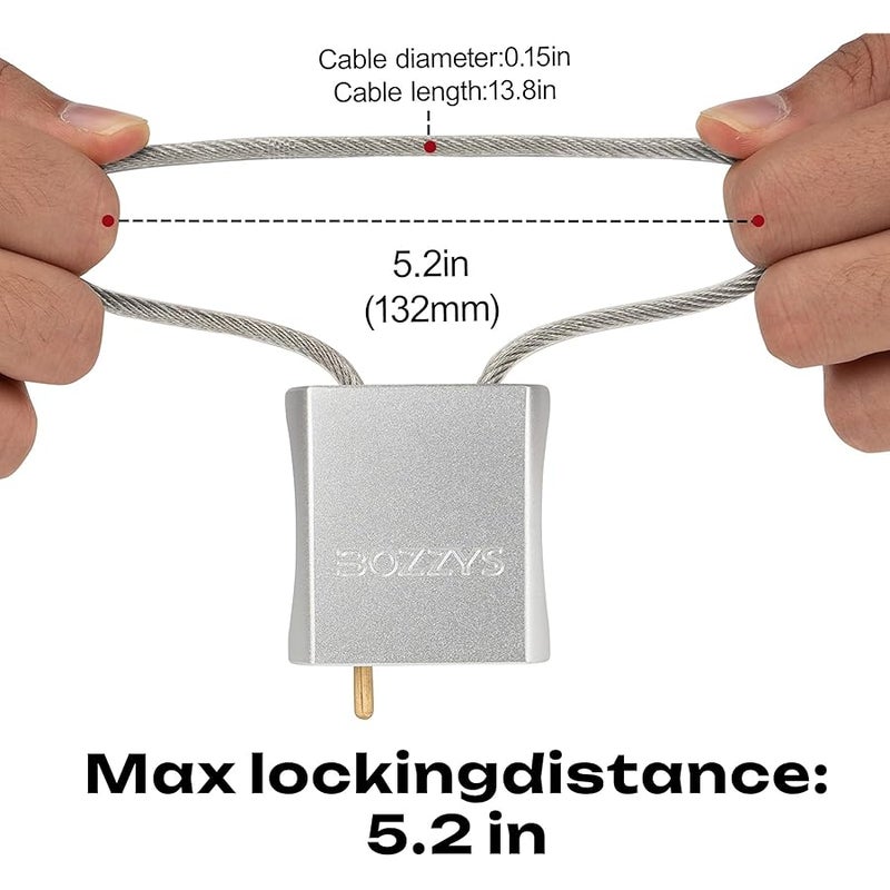 Adjustable Cable Locks with 3 Keys | 1.15ft L x 0.16in D Aluminum Steel Cable Padlock for Bikes, Gate, Lockers & Outdoor Gear | Keyed Different & Silver - Image 2