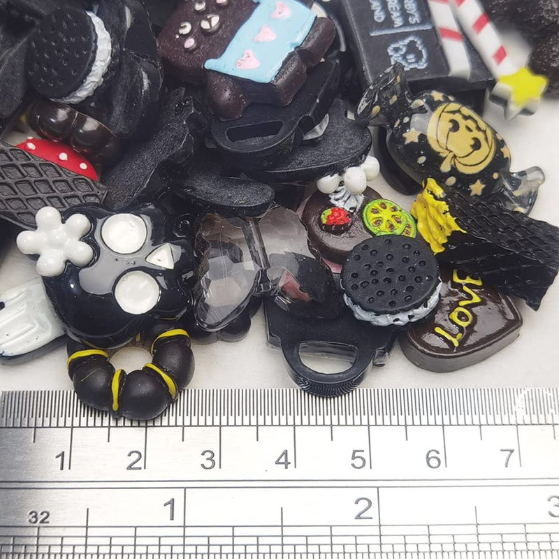 Chenkou Craft 50pcs Lots Mix Assorted Black Halloween Craft DIY Flatbacks Resin Flat Back Buttons Scrapbooking (Black) - Image 2