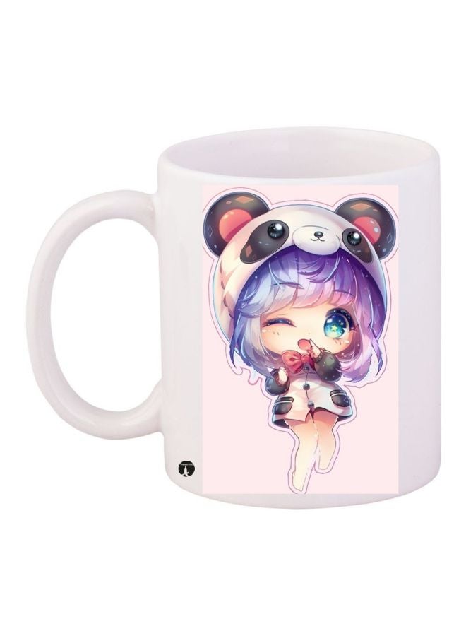 RYN Anime Printed Coffee Mug White/Purple/Black 11ounce