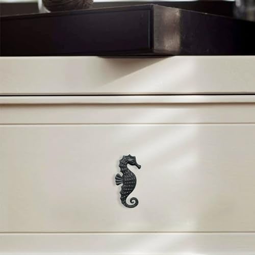 LLDYNW 6 pcs Seahorse Knobs Dresser Knobs Ocean Cabinet Handles for Home Office Dresser Wardrobe Cabinet Kitchen Drawer Pull Handles (Black) - Image 5