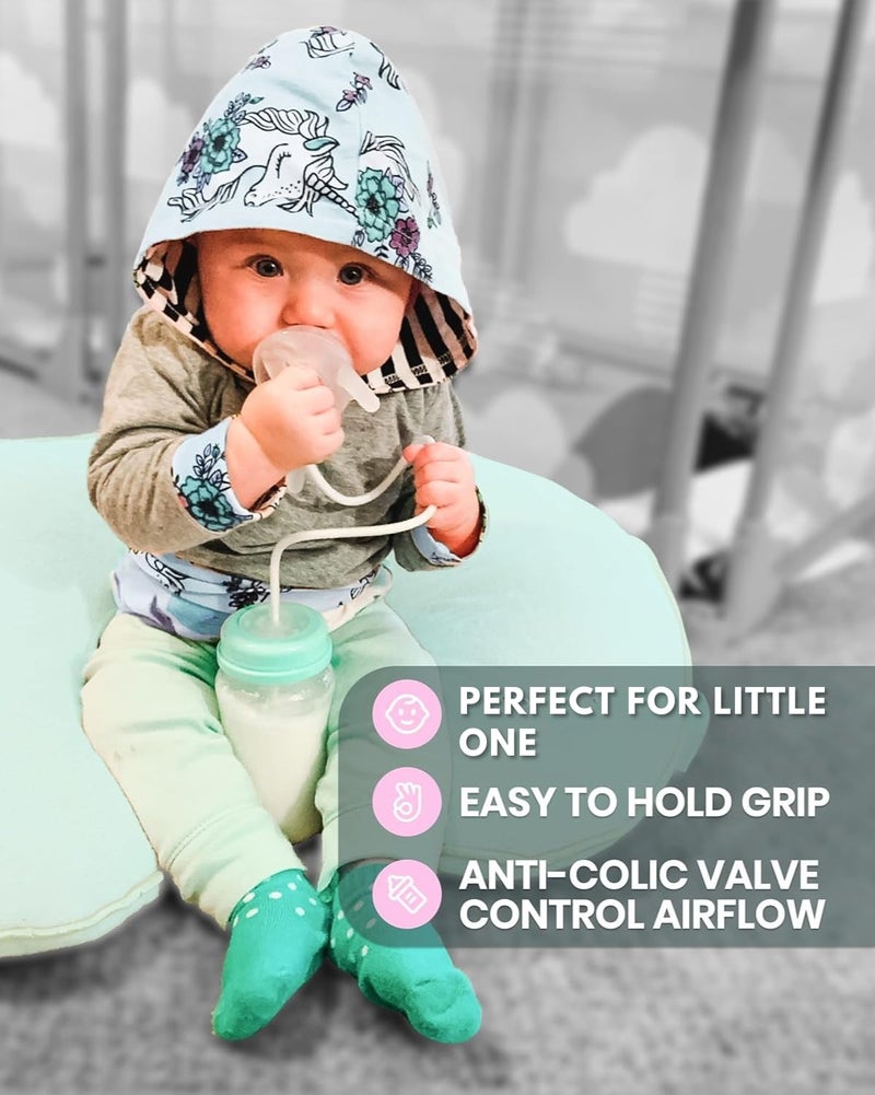 Skywin TidyFriend Anti-Colic Baby Bottle for Breastfeeding Babies 8oz, 2 Pack Baby Bottle with Straw for Convenient Feeding (Green) - Image 3