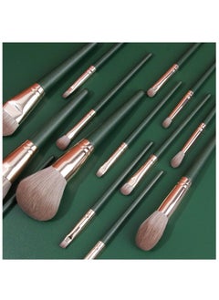 VILILY Makeup Brushes Set Foundation Brush High Quality Wood Super Soft Bristles Handle Thickened Aluminum Tube Makeup Powder Eyeshadow Highlighter Concealer Blending Eyebrow Line Spool Set Green 14pcs Green  - Image 4