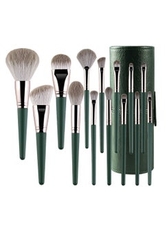 VILILY Makeup Brushes Set Foundation Brush High Quality Wood Super Soft Bristles Handle Thickened Aluminum Tube Makeup Powder Eyeshadow Highlighter Concealer Blending Eyebrow Line Spool Set Green 14pcs Green  - Image 1