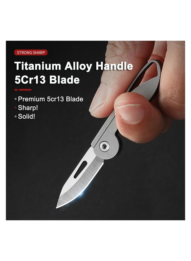 Titanium Alloy Mini Folding Pocket Knife, EDC Keychain Cutter, Compact Utility Knife for Men and Women (Titanium Handle / 5Cr13 Steel Blade) - Perfect Gift Idea! - Image 5