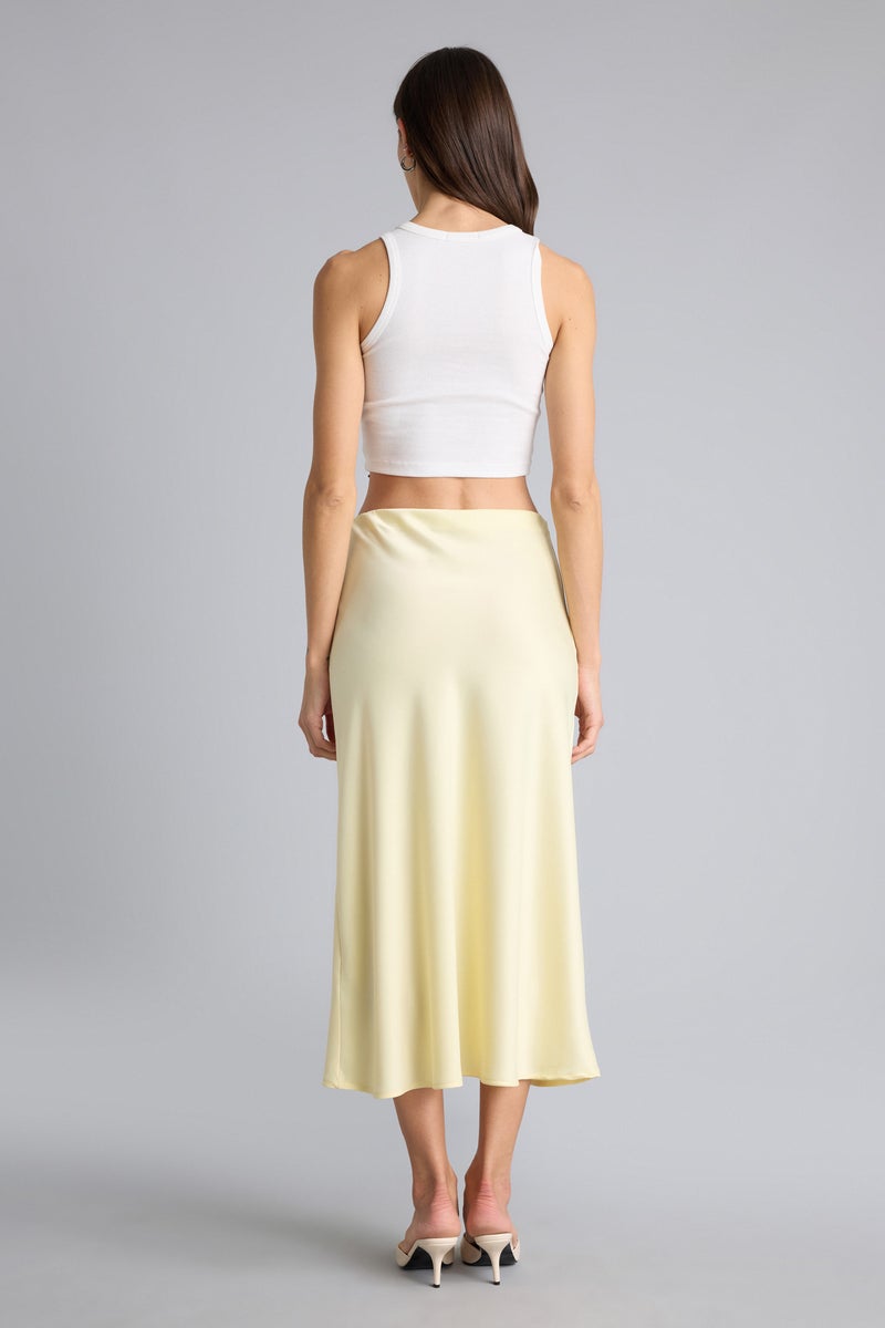 DeFacto Yellow Woman A Cut Satin Normal Waist Skirt Casual - Image 4