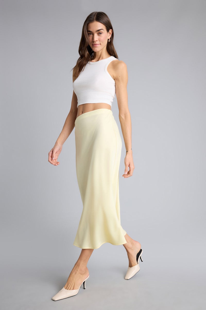 DeFacto Yellow Woman A Cut Satin Normal Waist Skirt Casual - Image 1