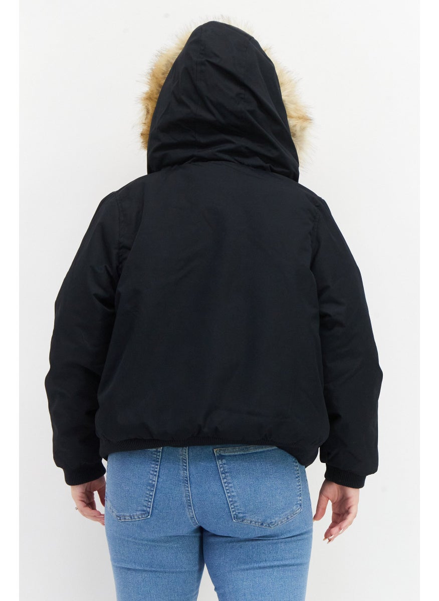 French Connection Women Plain Hooded Puffered Jackets, Black  - Image 3