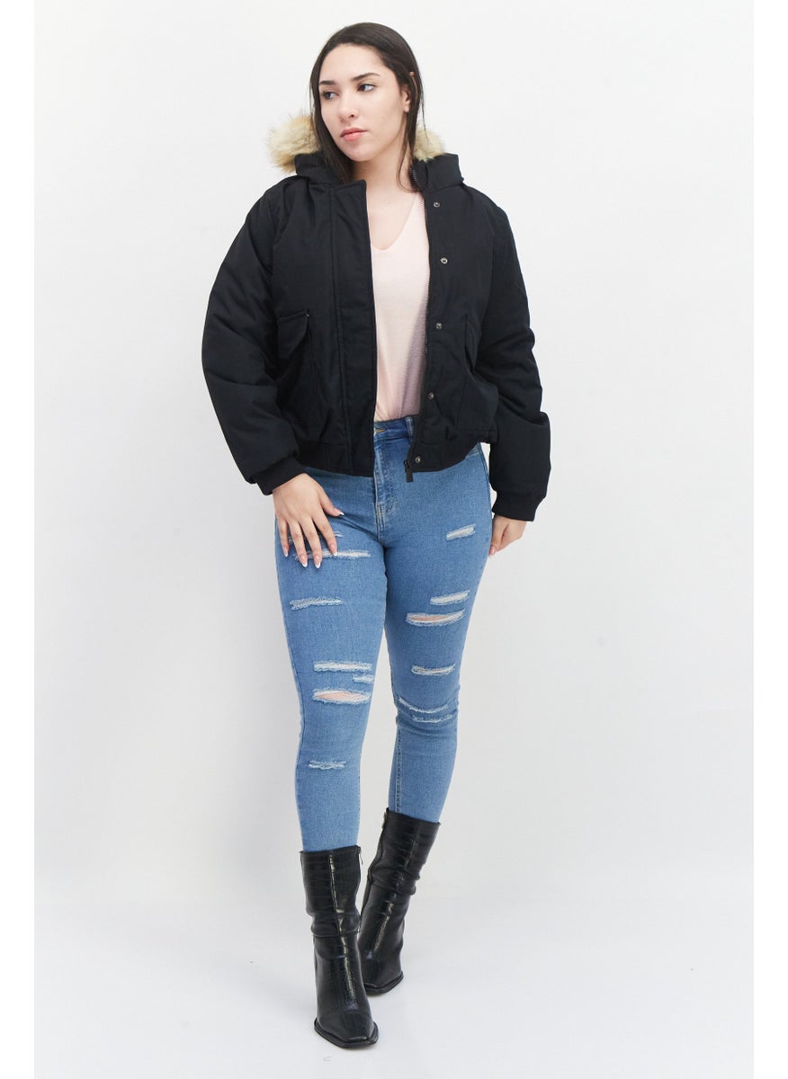 French Connection Women Plain Hooded Puffered Jackets, Black  - Image 4