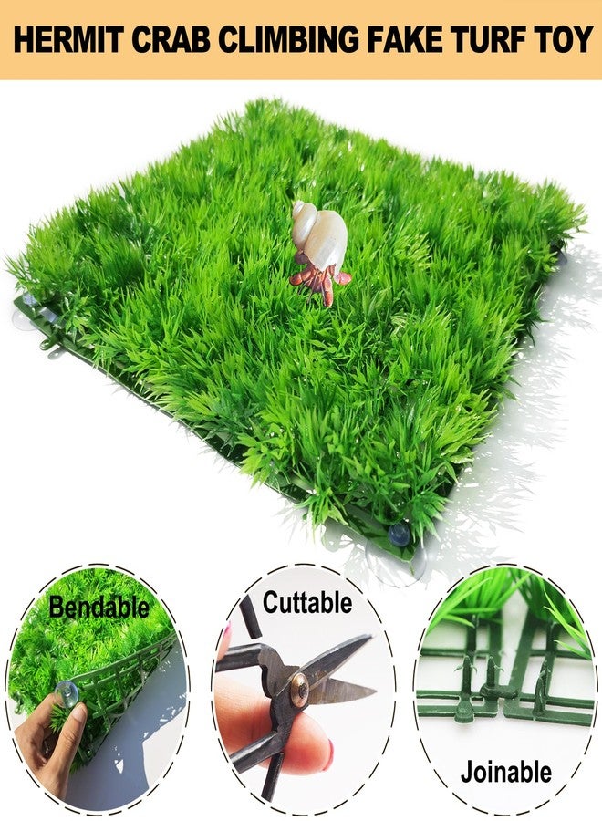 Anranmm 2 PCS Hermit Crab Climbing Toys Faux Grass Mat 10 x 10 Inch Fake Turf Hermit Crab Climbing Wall Fish Tank Artificial Plant Decorations HermitCrab Supplies Small Animals Cage Accessories - Image 4