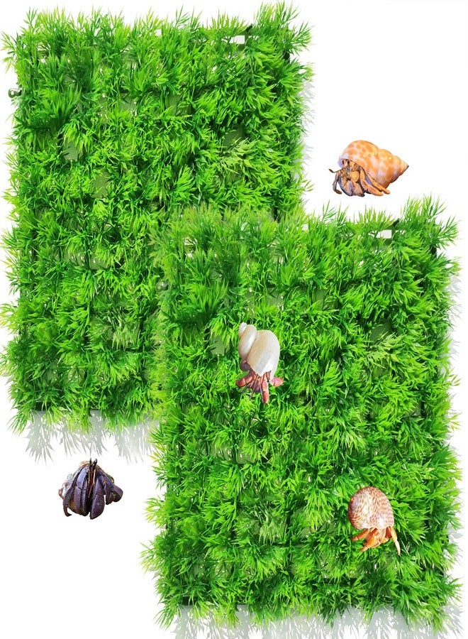 Anranmm 2 PCS Hermit Crab Climbing Toys Faux Grass Mat 10 x 10 Inch Fake Turf Hermit Crab Climbing Wall Fish Tank Artificial Plant Decorations HermitCrab Supplies Small Animals Cage Accessories - Image 1