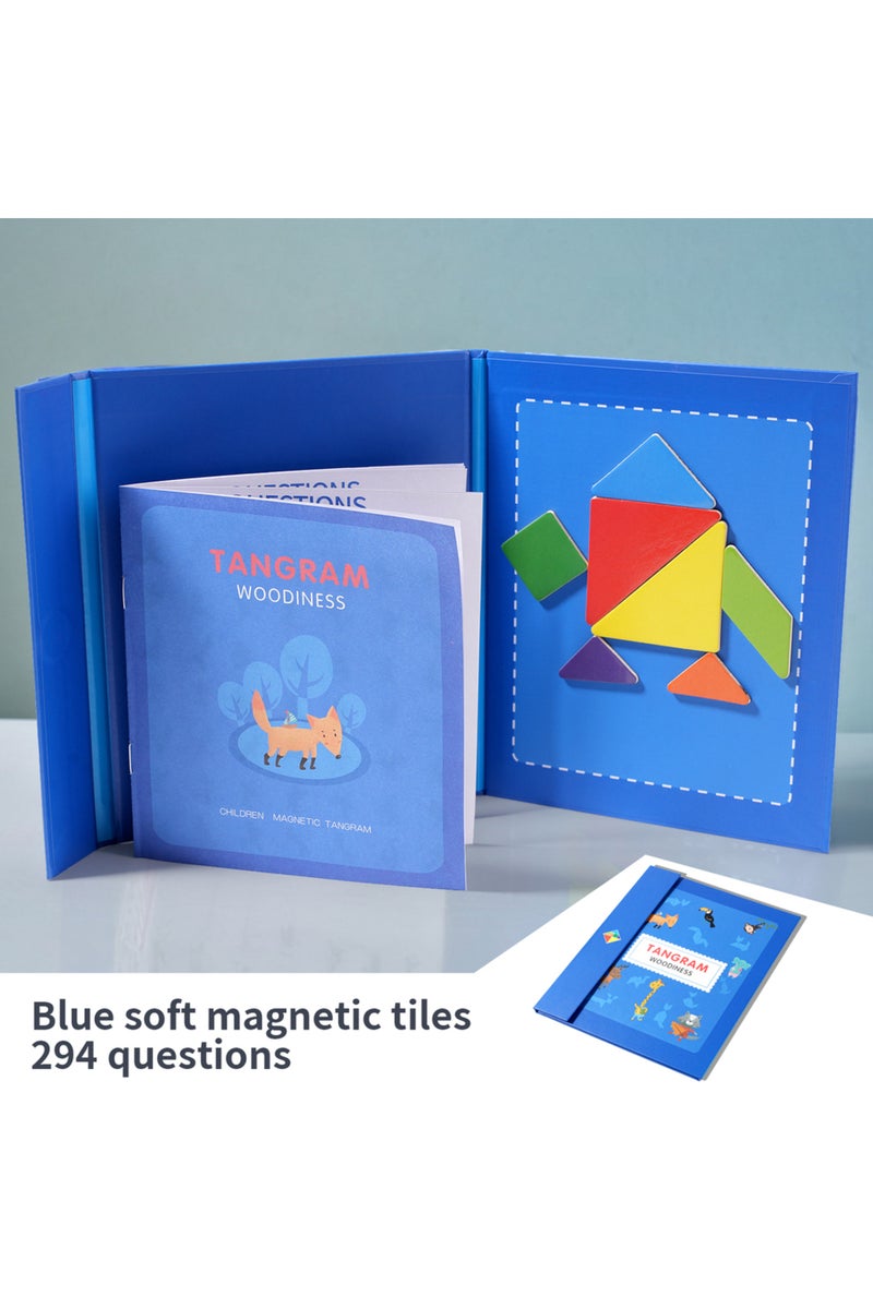 Datgo1set Magnetic Wooden Tangram Block Puzzle Game for Kids - Montessori Educational Intelligence J