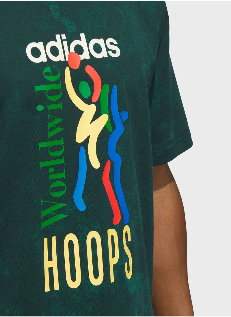 Adidas Worldwide Hoop Aop Graphic T-Shirt