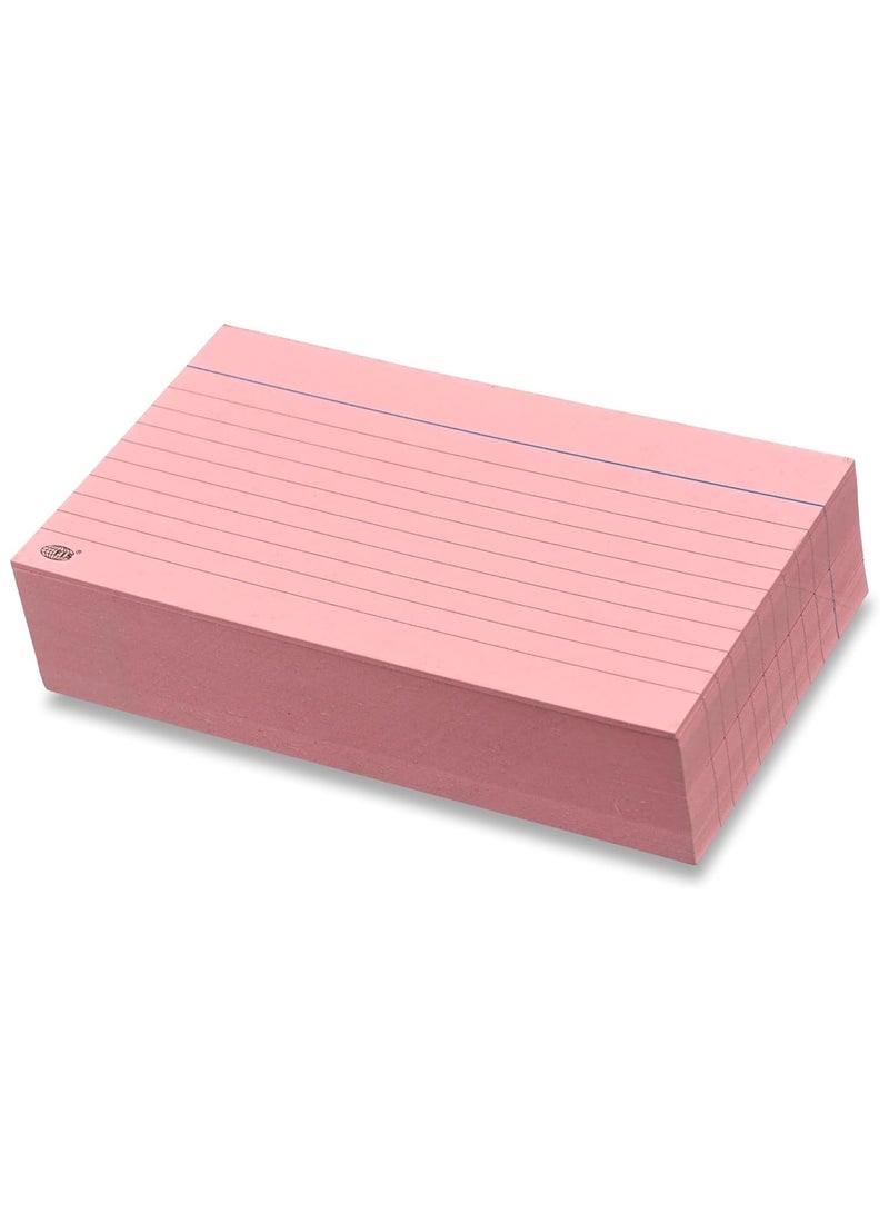 FIS® Ruled Record Cards or Index Cards, Size:5"x3" Inches (127x76mm), Two Sides Single Ruled, 240gsm, 100 Sheets Per Packet, Packet of 3 Pieces, Pink Color-FSIC53PI-3 - Image 2
