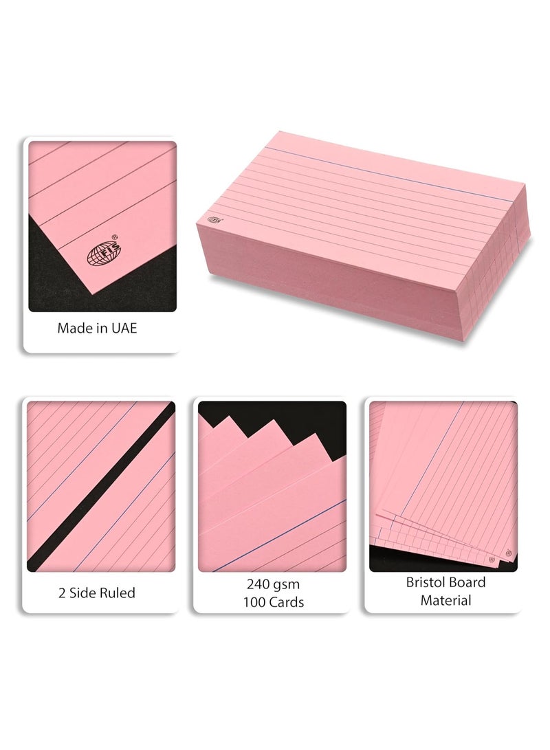 FIS® Ruled Record Cards or Index Cards, Size:5"x3" Inches (127x76mm), Two Sides Single Ruled, 240gsm, 100 Sheets Per Packet, Packet of 3 Pieces, Pink Color-FSIC53PI-3 - Image 5