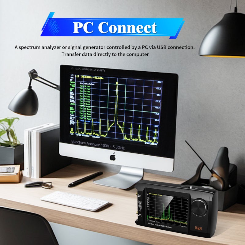 مُحلل طيف محمول محسّن بشاشة LCD IPS مقاس 4 بوصات SA5 محلل طيف متعدد الوظائف 100كيلوهرتز-5.3 جيجاهرتز مولد إشارة ثنائي الوظائف بسعة كبيرة 5000 مللي أمبير ساعة قابلة للربط بالكمبيوتر - Image 3
