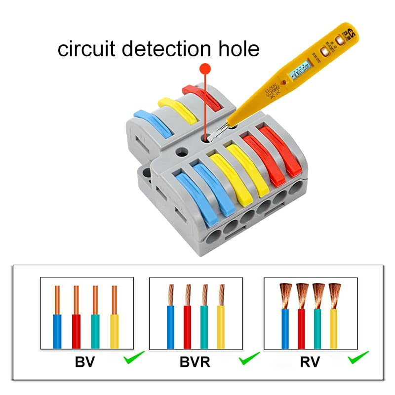 ZIVIK 3 in 6 Out Electrical Wire Connector, 2 Pcs Splicing Wire Terminal Block, Three Head 6 Way 250V Nylon Copper Block Terminal Wire Jointer Cable Conductor Clamp, Push-in Connectors - Image 5