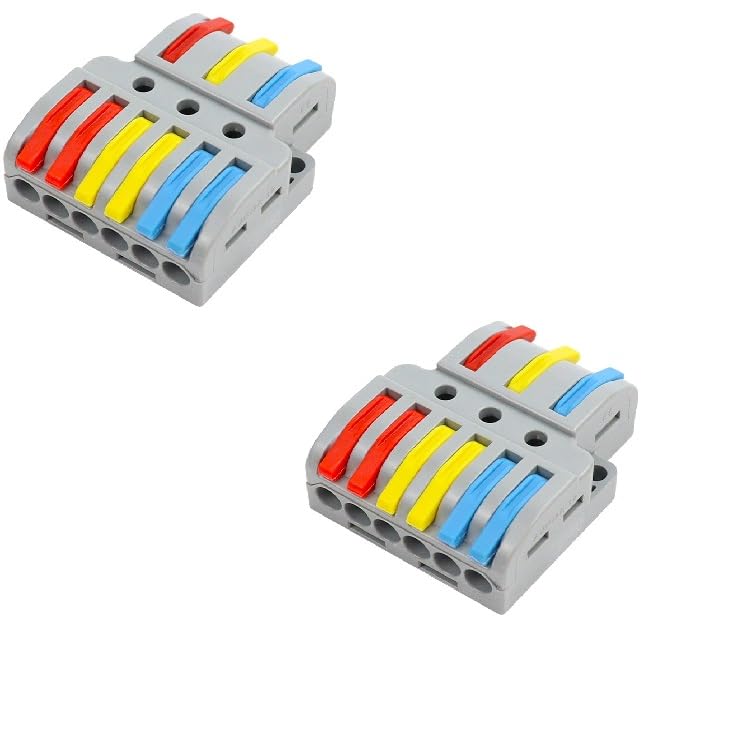 ZIVIK 3 in 6 Out Electrical Wire Connector, 2 Pcs Splicing Wire Terminal Block, Three Head 6 Way 250V Nylon Copper Block Terminal Wire Jointer Cable Conductor Clamp, Push-in Connectors - Image 2