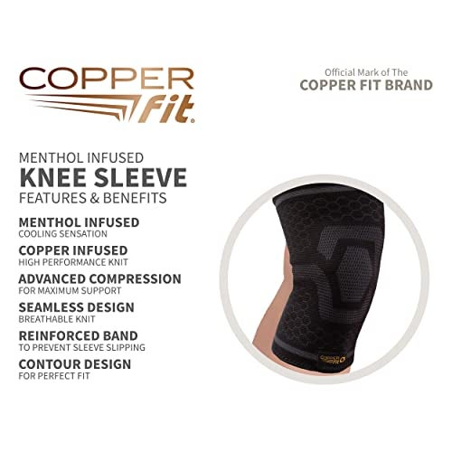COPPER FIT ICE Plus Size Knee Compression Sleeve for Knee Pain, Inflammation, Joint Pain Relief, Meniscus, ACL, Arthritis, Circulation -- Knee Compression Support for Men and Women (2XL/3XL) - Image 3