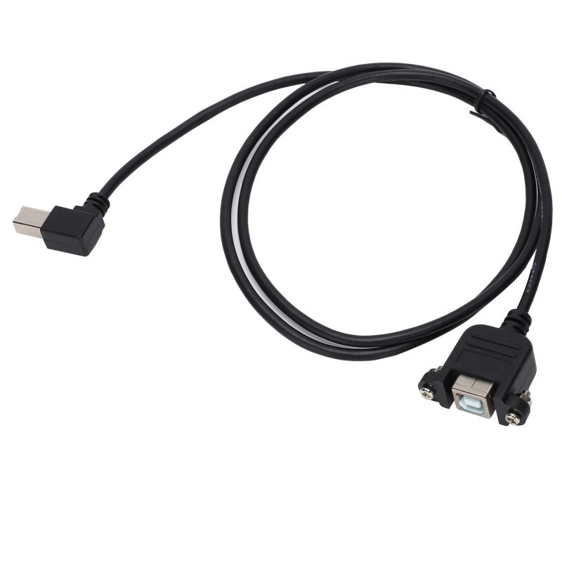 كابل تمديد USB-B ذكر إلى USB-B أنثى بزاوية قائمة 90 درجة مع براغي تثبيت - Image 2