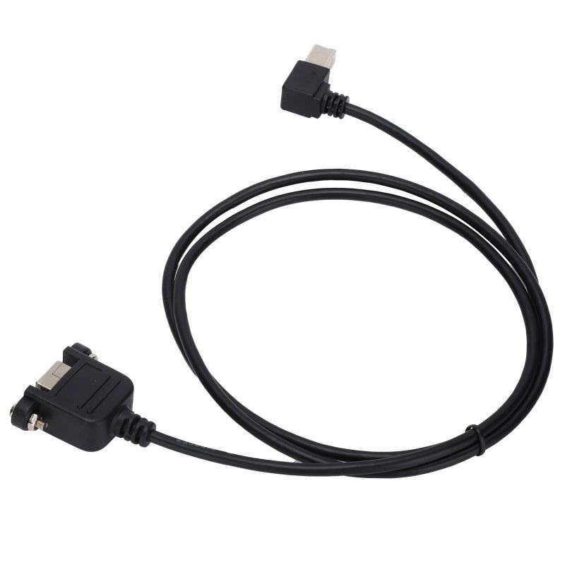 كابل تمديد USB-B ذكر إلى USB-B أنثى بزاوية قائمة 90 درجة مع براغي تثبيت - Image 1
