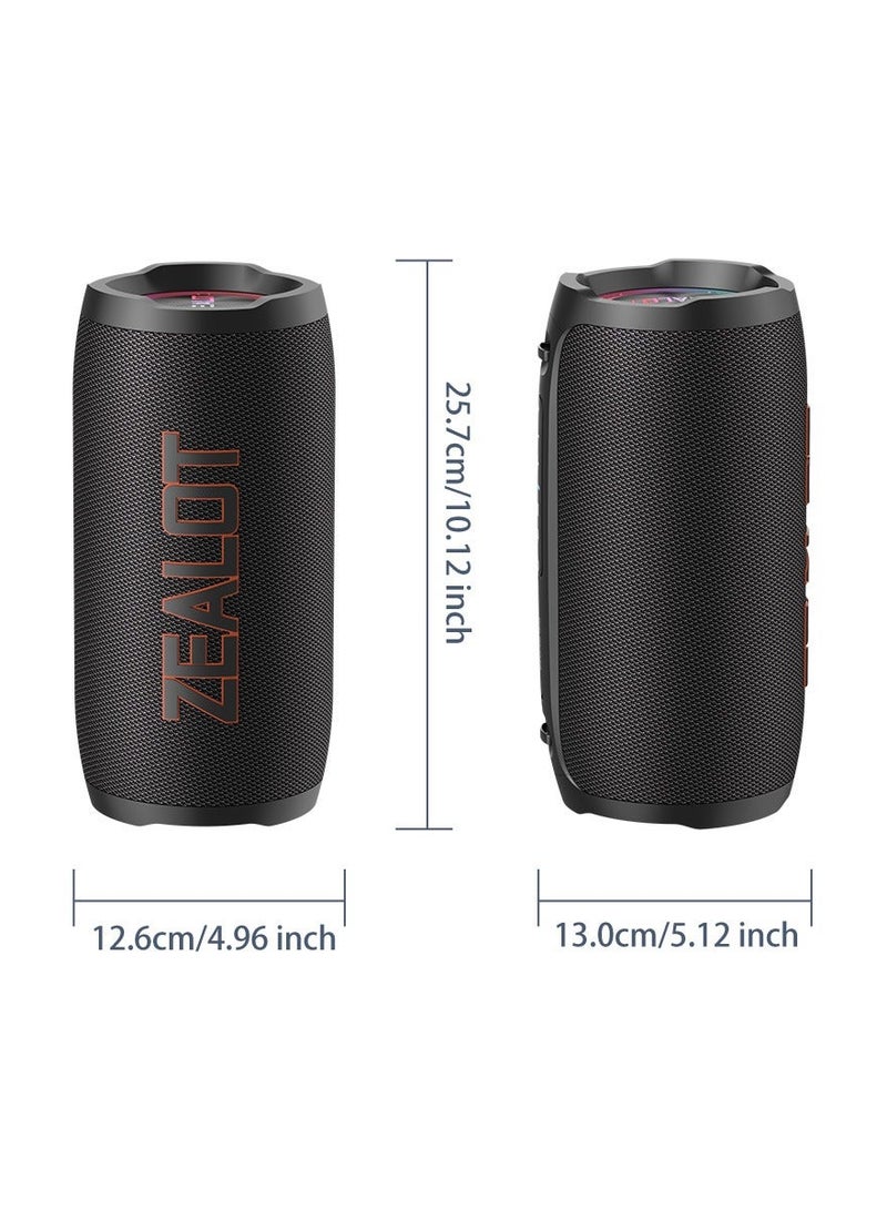 زيلوت مكبر صوت ZEALOT S76 100 وات بتقنية البلوتوث، مكبر صوت محمول للاستخدام الخارجي، صوت ستيريو عالي الدقة، مكبر صوت لاسلكي بإضاءة RGB، بطارية 8000 مللي أمبير في الساعة، وقت تشغيل 24 ساعة، صوت جهير قوي للمنزل/الحفلات/التخييم - Image 2