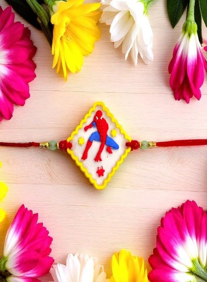 Elleva Kids Cartoon Rakhi for Brother Raksha Bandhan Bhaiya Rakhi Set | Designer Raksha Bandhan Rakhis set for Bhaiya Stylish Little Brother Metal Rakhis (Pack of 1) (Spiderman) - Image 4
