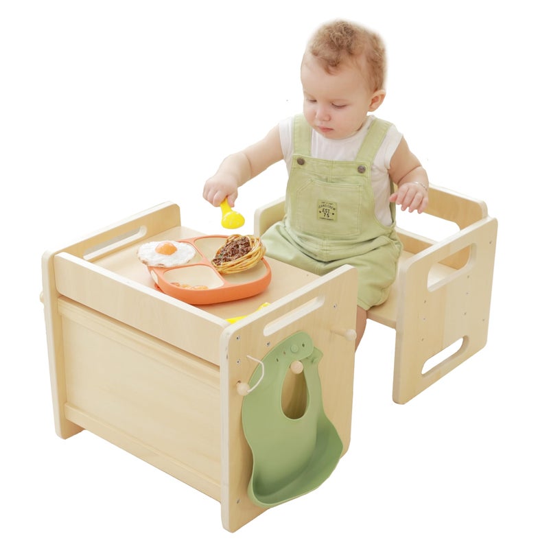bpmfkid Montessori Weaning Table and Chair Set - Adjustable Design for Toddlers, Ideal for Mealtime, Learning, and Play - Image 1