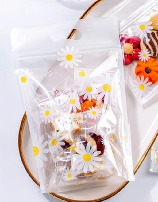 Satyam Kraft صناديق زيب لوك شفافة مطبوعة بالزهور من ساتيام كرافت 25 قطعة للهدايا العائدة في أعياد الميلاد، وعلاجات الأطفال، وهدايا الحفلات، والمكسرات، والهدايا في المناسبات، وتغليف الحفلات ذات الموضوع (متعددة الألوان) - Image 5