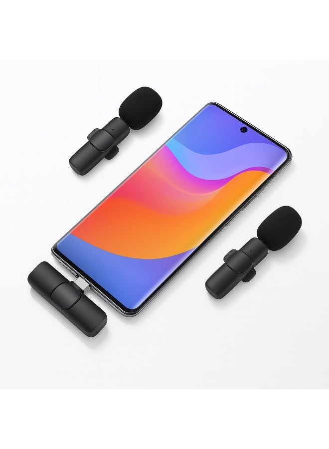 Professional Dual Wireless Lavalier Microphone System, Black, USB-C Connector with Smart Noise Reduction, Multiple Audio Modes for Content Creation, Vlogging, Live Streaming - Image 2