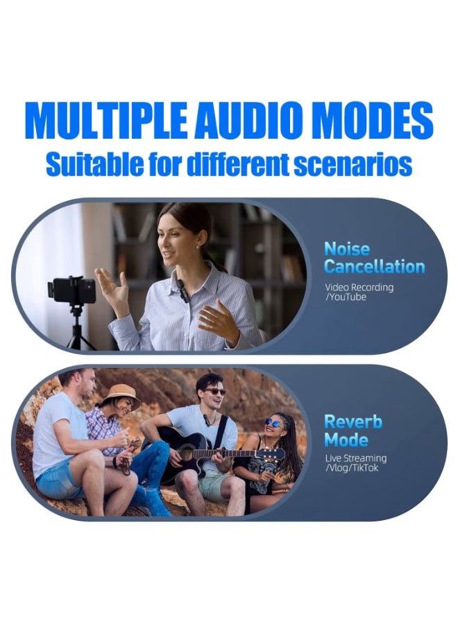 Professional Dual Wireless Lavalier Microphone System, Black, USB-C Connector with Smart Noise Reduction, Multiple Audio Modes for Content Creation, Vlogging, Live Streaming - Image 4