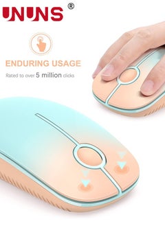 UNUNS Wireless Mouse,2.4G Slim Portable Wireless Mouse With Nano Receiver,Silent Mobile Optical Mice,1600 DPI,Precise Control,For Notebook/PC/Laptop/Mac,Gradient Orange To MintGreen  - Image 4