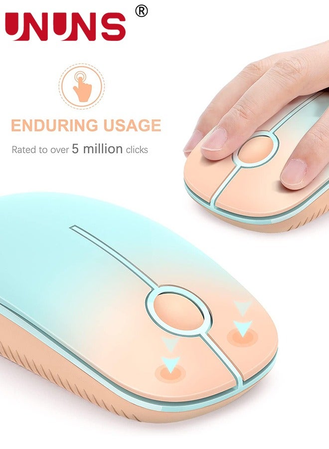 UNUNS Wireless Mouse,2.4G Slim Portable Wireless Mouse With Nano Receiver,Silent Mobile Optical Mice,1600 DPI,Precise Control,For Notebook/PC/Laptop/Mac,Gradient Orange To MintGreen  - Image 4