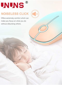 UNUNS Wireless Mouse,2.4G Slim Portable Wireless Mouse With Nano Receiver,Silent Mobile Optical Mice,1600 DPI,Precise Control,For Notebook/PC/Laptop/Mac,Gradient Orange To MintGreen  - Image 3