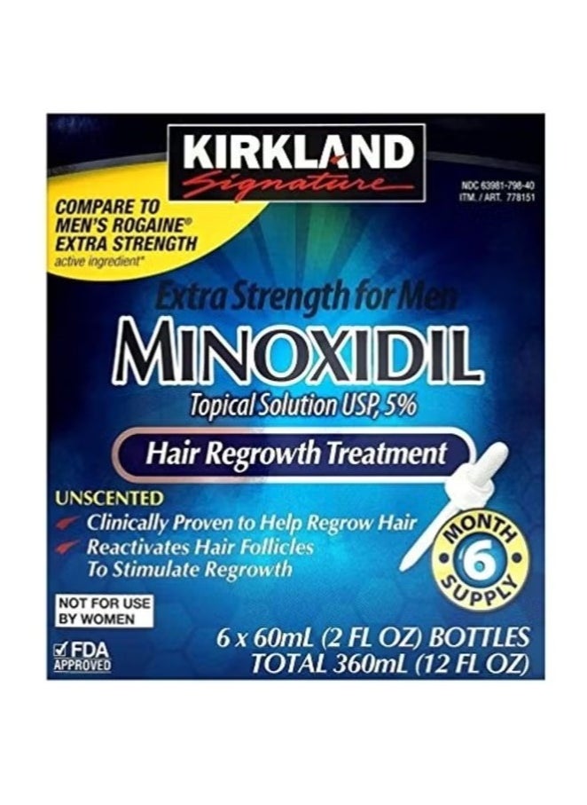 Kirkland Signature Minoxidil 5% Extra Strength Hair Regrowth Treatment – 6-Pack (360ml Total) – Clinically Proven for Thicker, Fuller Hair – For Men & Women  - Image 2