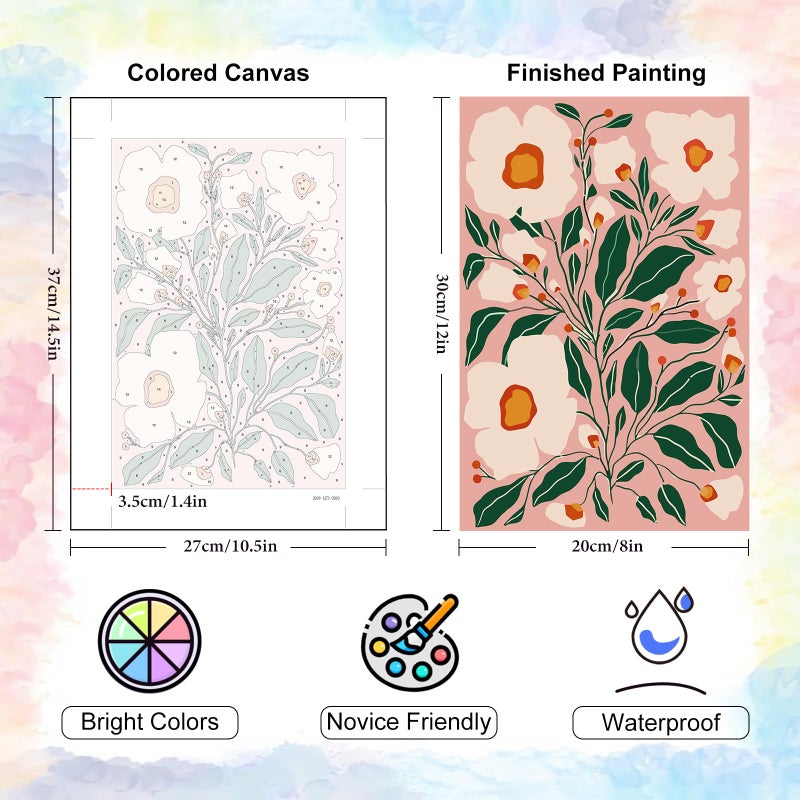 Yezavesu 6 Pack Paint by Numbers Kit for Adults Beginner 8x12 Inch, Flowers Adult Paint by Number Kits on Canvas Without Frame, DIY Acrylic Easy Flower Painting by Numbers for Home Wall Decor Gift - Image 3