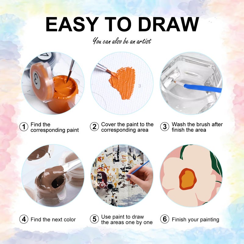 Yezavesu 6 Pack Paint by Numbers Kit for Adults Beginner 8x12 Inch, Flowers Adult Paint by Number Kits on Canvas Without Frame, DIY Acrylic Easy Flower Painting by Numbers for Home Wall Decor Gift - Image 5