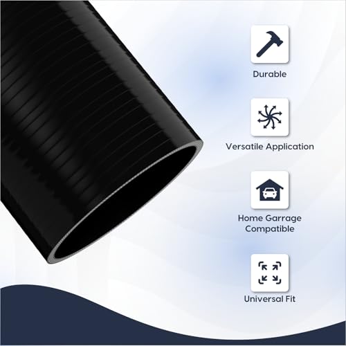 Endure 4 ID Straight Silicone Coupler Hose 102mm High Temp 4Ply Reinforced Length152mm Thickness5mm Intake Piping Couplers for High Performance Vehicles Automotive Silicone Hose Black - Image 5