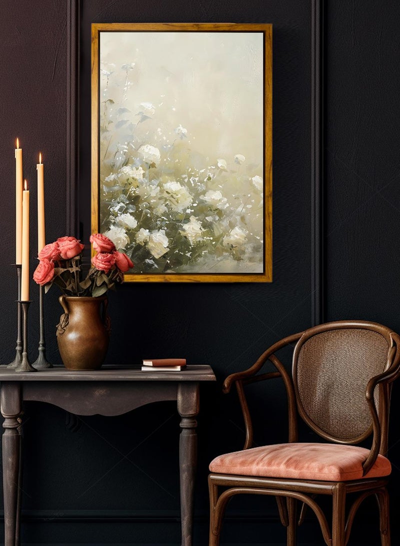 لوحة كانفاس على إطار خشبي بإطار خارجي باللون الخشبي وتصميم كلاسيكي هادئ - Image 1