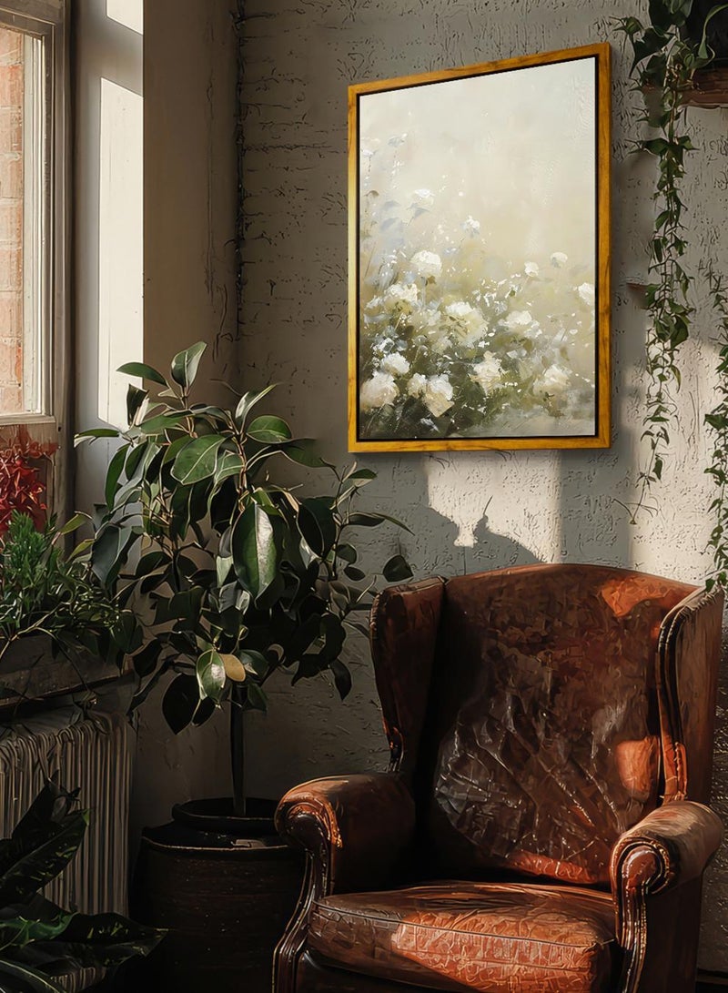 لوحة كانفاس على إطار خشبي بإطار خارجي باللون الخشبي وتصميم كلاسيكي هادئ - Image 2