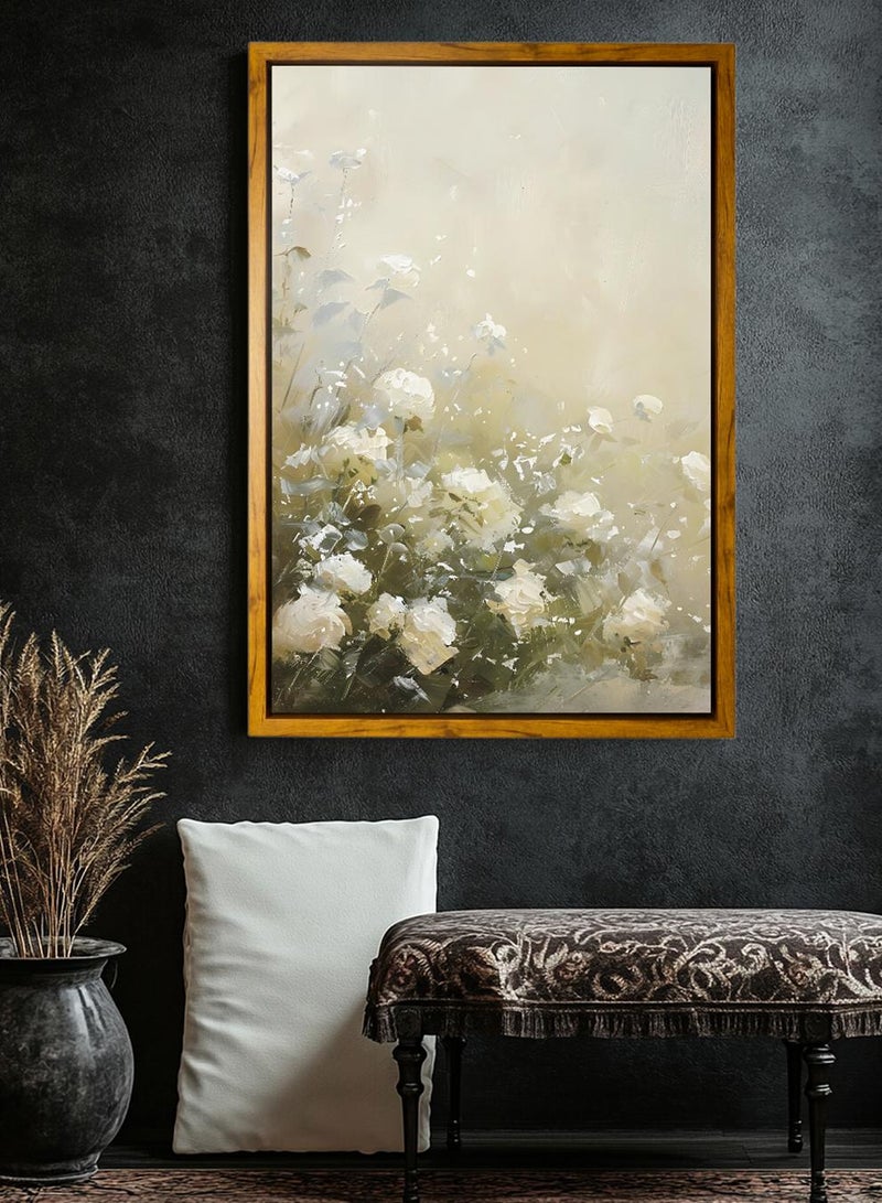 لوحة كانفاس على إطار خشبي بإطار خارجي باللون الخشبي وتصميم كلاسيكي هادئ - Image 4