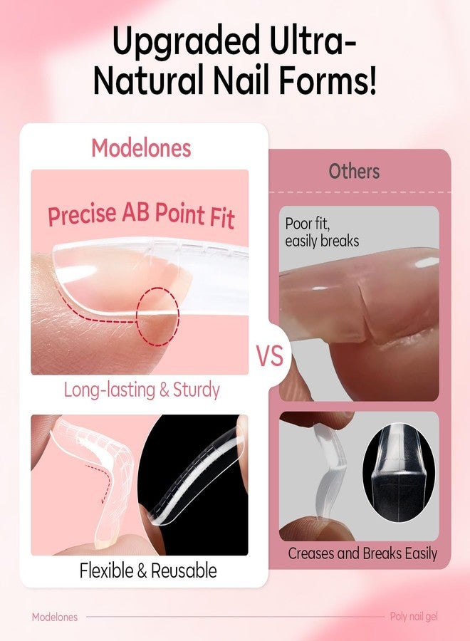 modelones مجموعة أظافر بولي جل من موديلونز 3 ألوان شفاف أبيض مشمش مع محلول الانزلاق أشكال أظافر مزدوجة طلاء أساسي وعلوي جل بناء تعزيز احترافي مجموعة بداية للاستخدام المنزلي في صالونات الأظافر - Image 5