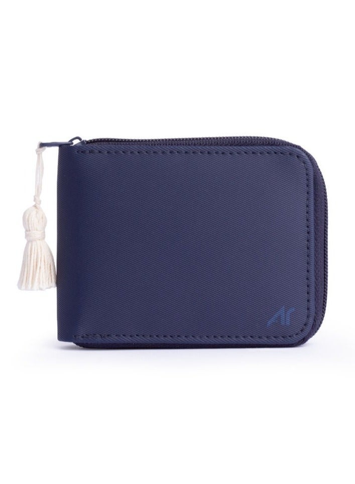 ايه ار سابلاي Ar Bella Wallet من Arij Bags | محفظة حريمي بسوستة بخامة مقاومة للمياه للاستخدام اليومي، تشيل 14 كارت + جيب كاش + جيب سري + نافذة بطاقة + حماية RFID (11 × 9 × 2 سم) (كحلي) - Image 1