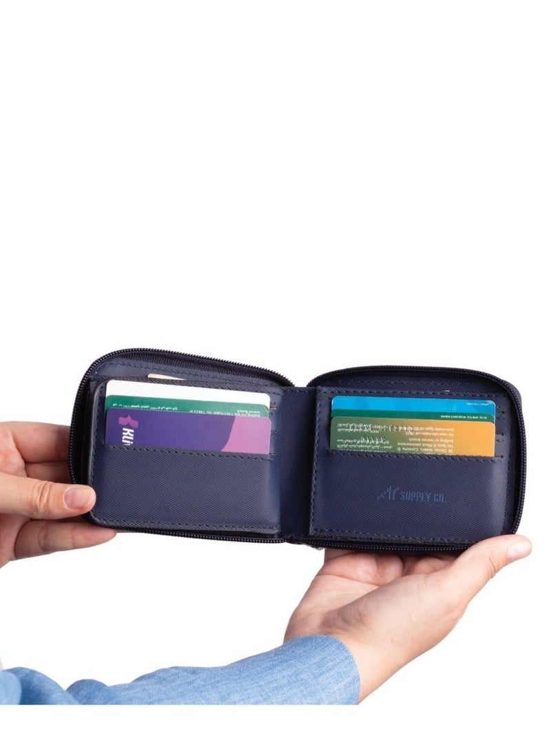 ايه ار سابلاي Ar Bella Wallet من Arij Bags | محفظة حريمي بسوستة بخامة مقاومة للمياه للاستخدام اليومي، تشيل 14 كارت + جيب كاش + جيب سري + نافذة بطاقة + حماية RFID (11 × 9 × 2 سم) (كحلي) - Image 4