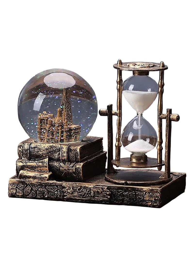 General LED Music Snowball with Hourglass Vintage Paris Eiffel Tower Home Decoration for Living Room Bedroom Bookshelves TV Cabinet Table Table Decoration Centering Decorations  - Image 1