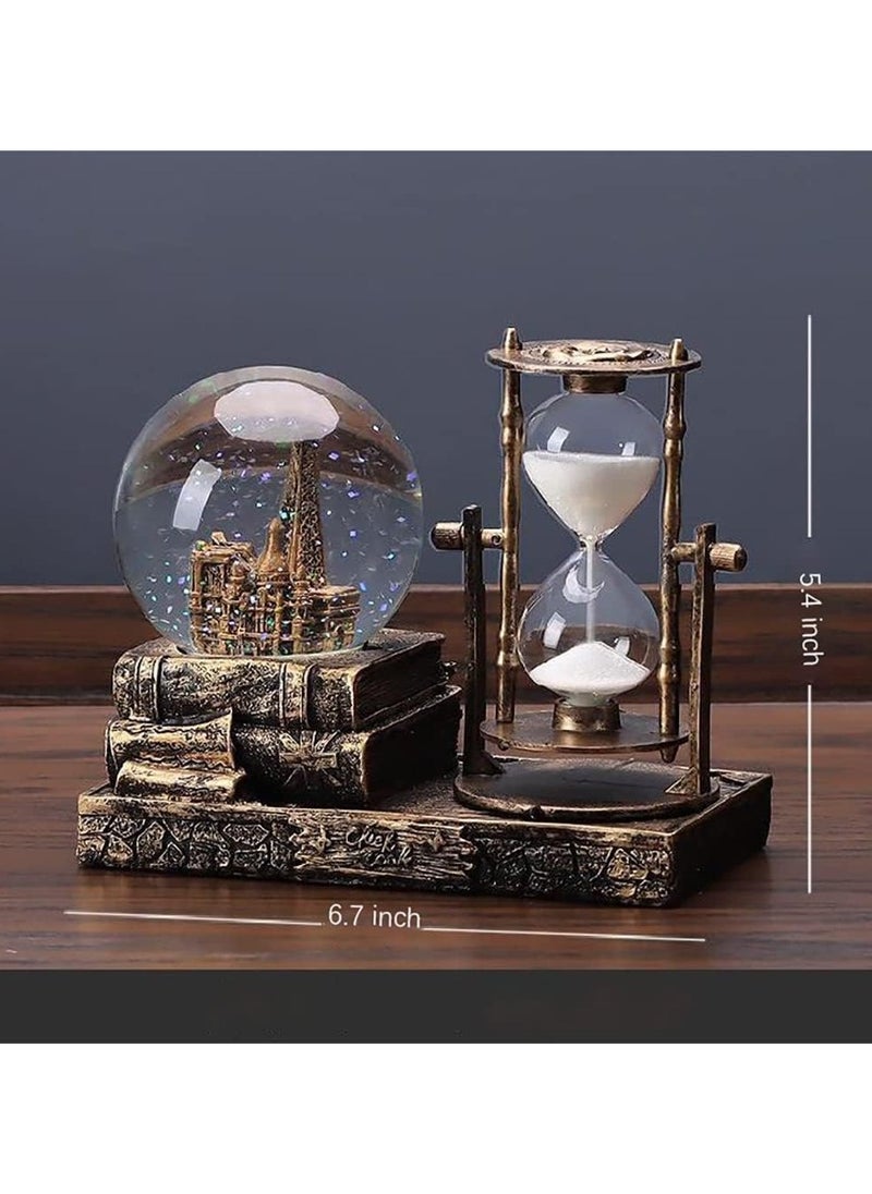 General LED Music Snowball with Hourglass Vintage Paris Eiffel Tower Home Decoration for Living Room Bedroom Bookshelves TV Cabinet Table Table Decoration Centering Decorations  - Image 3