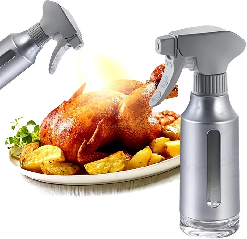 Micyples Oil Sprayer for Cooking,ABS Plastic Olive Oil Mister for Air Fryer Frosted Gray Nozzel Oil Dispenser Bottles Fat Reduction Glass Oil Control Spray Pot 6.35oz/180ml Capacity - Image 1
