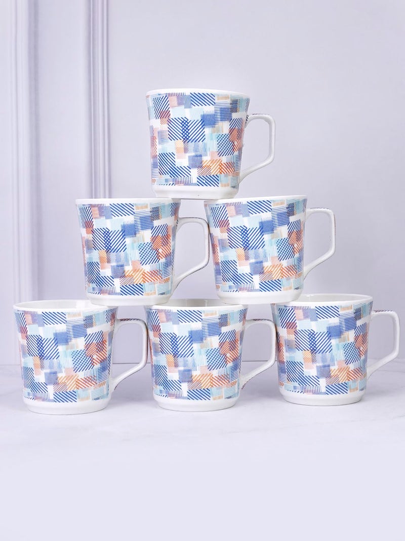UPC U.P.C. Bone China Set of 6 Tea/Coffee Mugs, Tea Cup/Mug Set, Microwave & Dishwasher Safe Coffee Cup Set, Tea Cup Set of 6 Bone-Ash Free-150ml. - Image 1