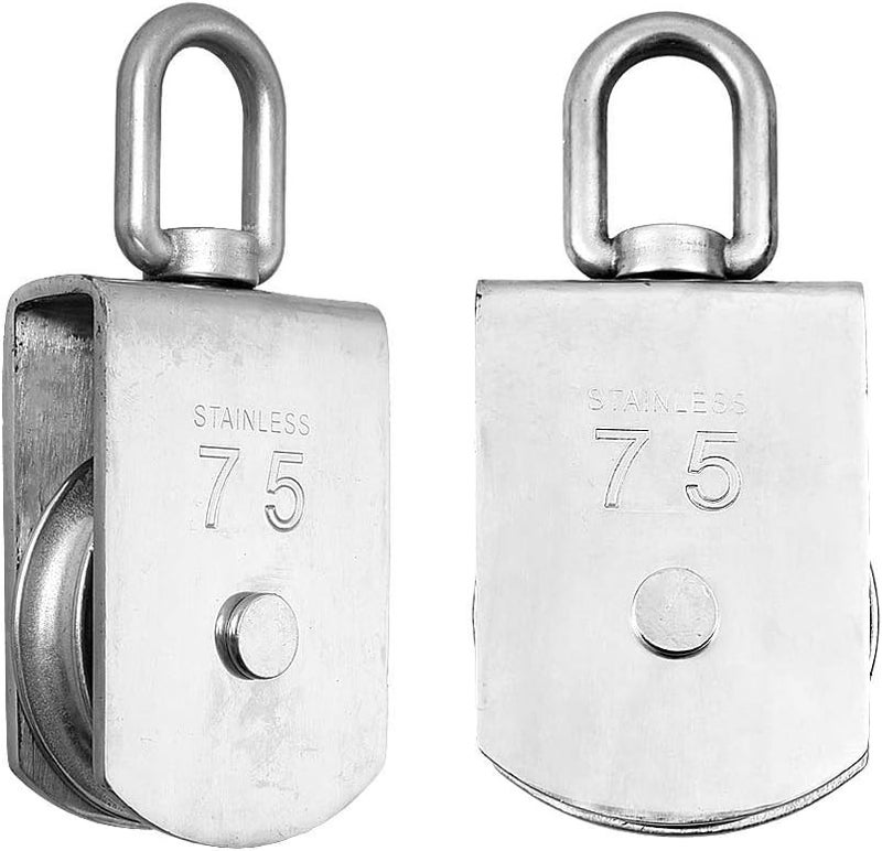 Rocaris 2 Pack M75 Heavy Duty Stainless Steel Lifting Single Pulley Block - Image 1