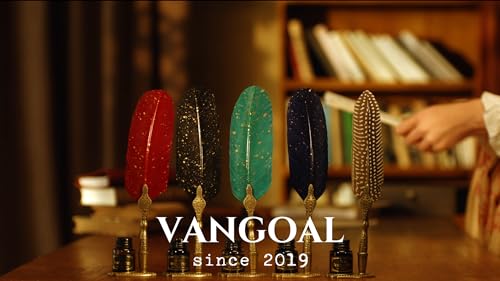 VANGOAL Vintage Feather Pen and Ink Set, Classic Series Pheasant Quill Pen with Carving Pen Stand, Calligraphy Pen Nibs, Black Dip Pen Ink, Antique Writing Gift for Writer - Image 5